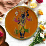 shreenath ji holding lotus pichwai wall hanging plate