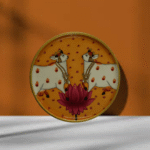 two holy cows facing each other pichwai wall hanging plate