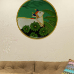 nandi, bull vahana of god "lord shiva" pichwai wall hanging plate