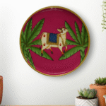 holy cow with banana tree pichwai wall hanging plate