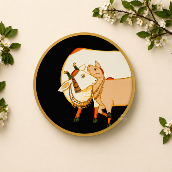 Cow And Calf Pichwai Plate