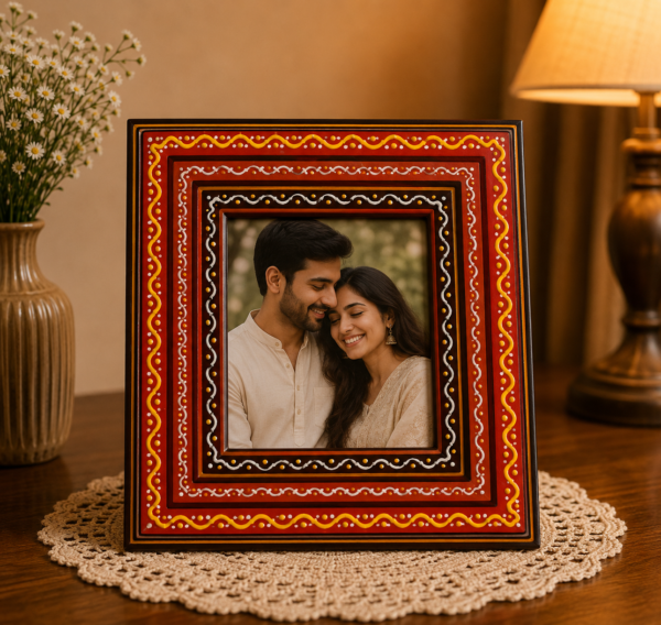 Wooden Red Table Photo Frame