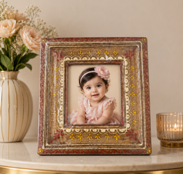 Wooden Hand Painted Table Photo Frame