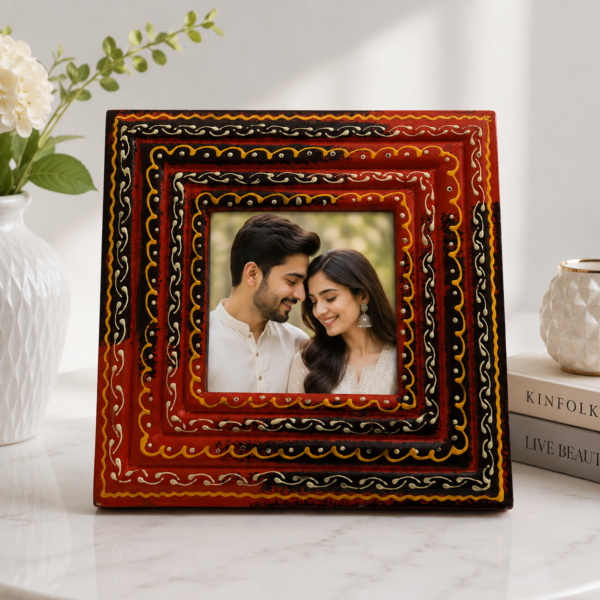 Hand-Painted Wooden Table Photo Frame