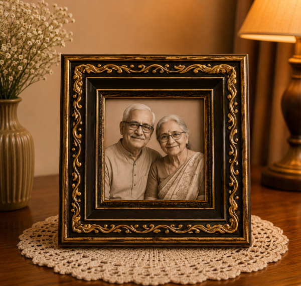 Hand Carved Wooden Table Photo Frame