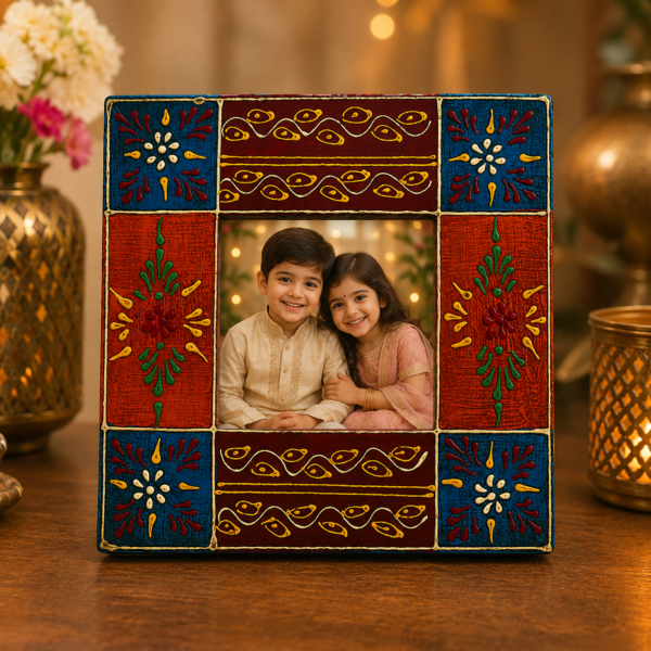 Rajasthani Hand Painted Wooden Table Photo Frame