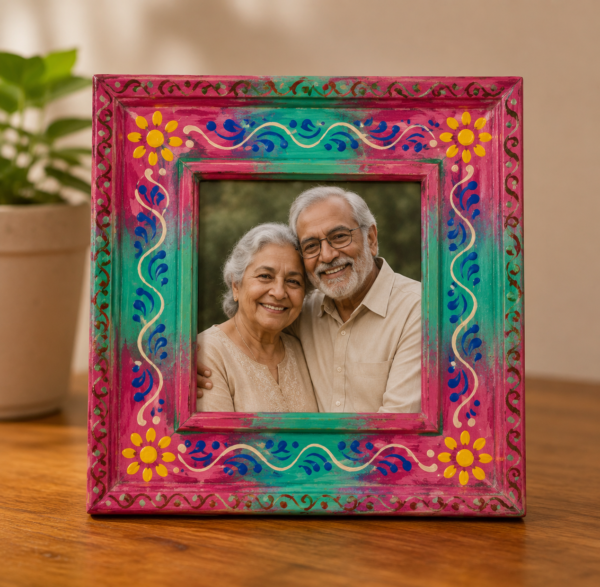 Hand Painted Multicolor Wooden Table Photo Frame